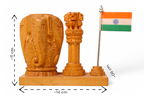Handcrafted Wooden Pen Stand – Elephant Theme - Image 3