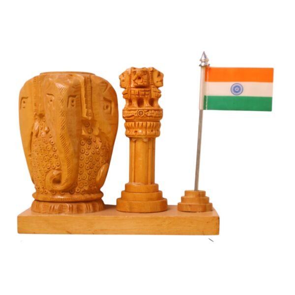 Wooden pen stand elephant carving