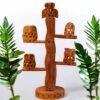Set of five small owl sitting on the branches