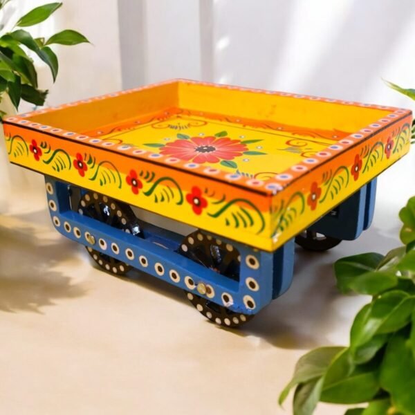 Yellow Wooden hand painted cart