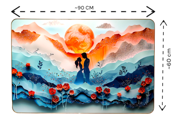 Romantic Couple Abstract Scenery with Embedded Crystals - Image 2
