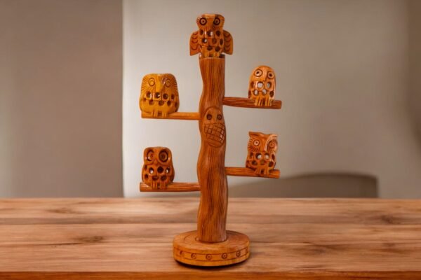 Wooden Owl Tree Sculpture - Image 3