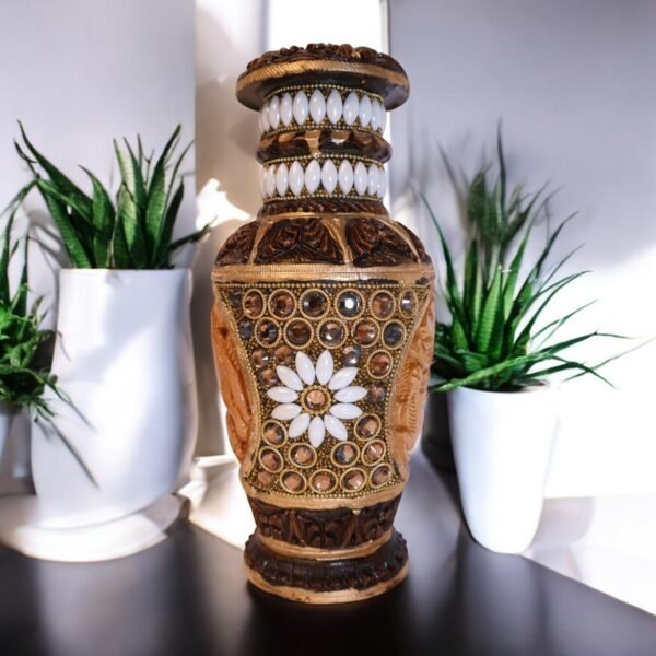 Exquisite handcrafted wooden vase