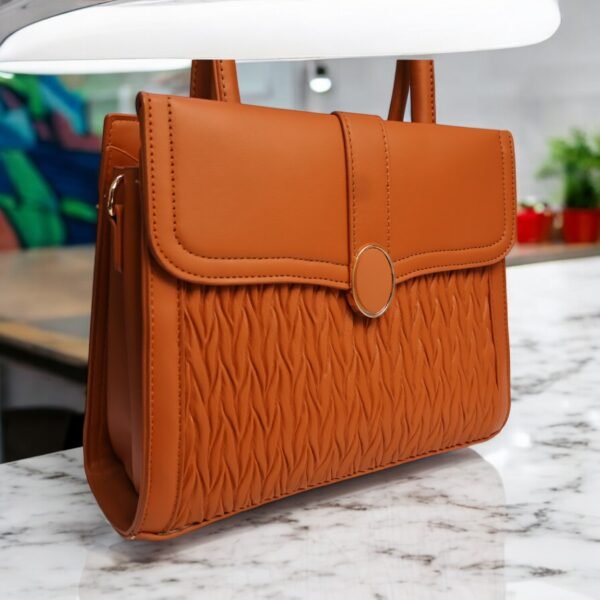 Elegant Brown Textured Handbag
