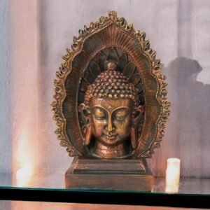 Gautam Buddha Head with Leaf Background